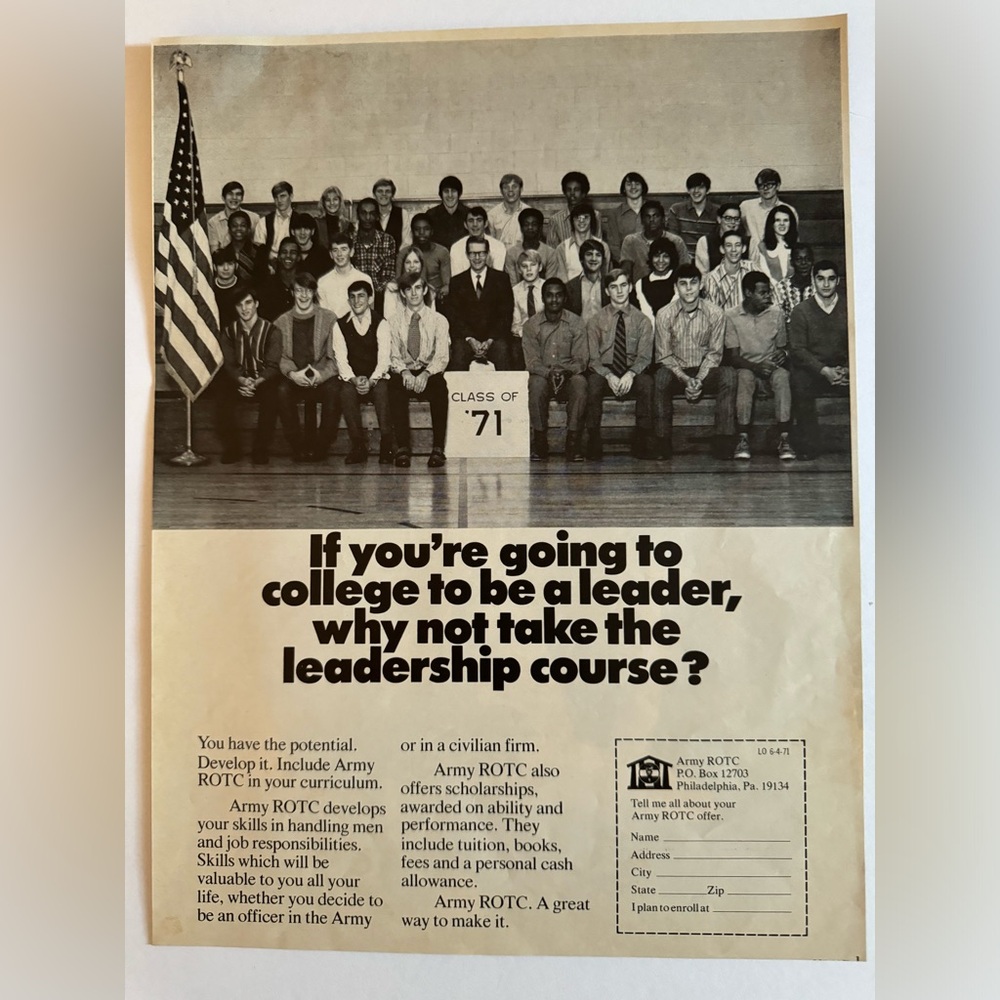5/$20 Army ROTC  Vintage Print ad, Look Magazine Florida, April 6, 1971
